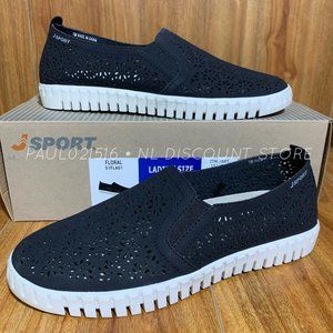 JSPORT Women's Floral Tennis Shoes Sneaker, Black, Various Sizes
